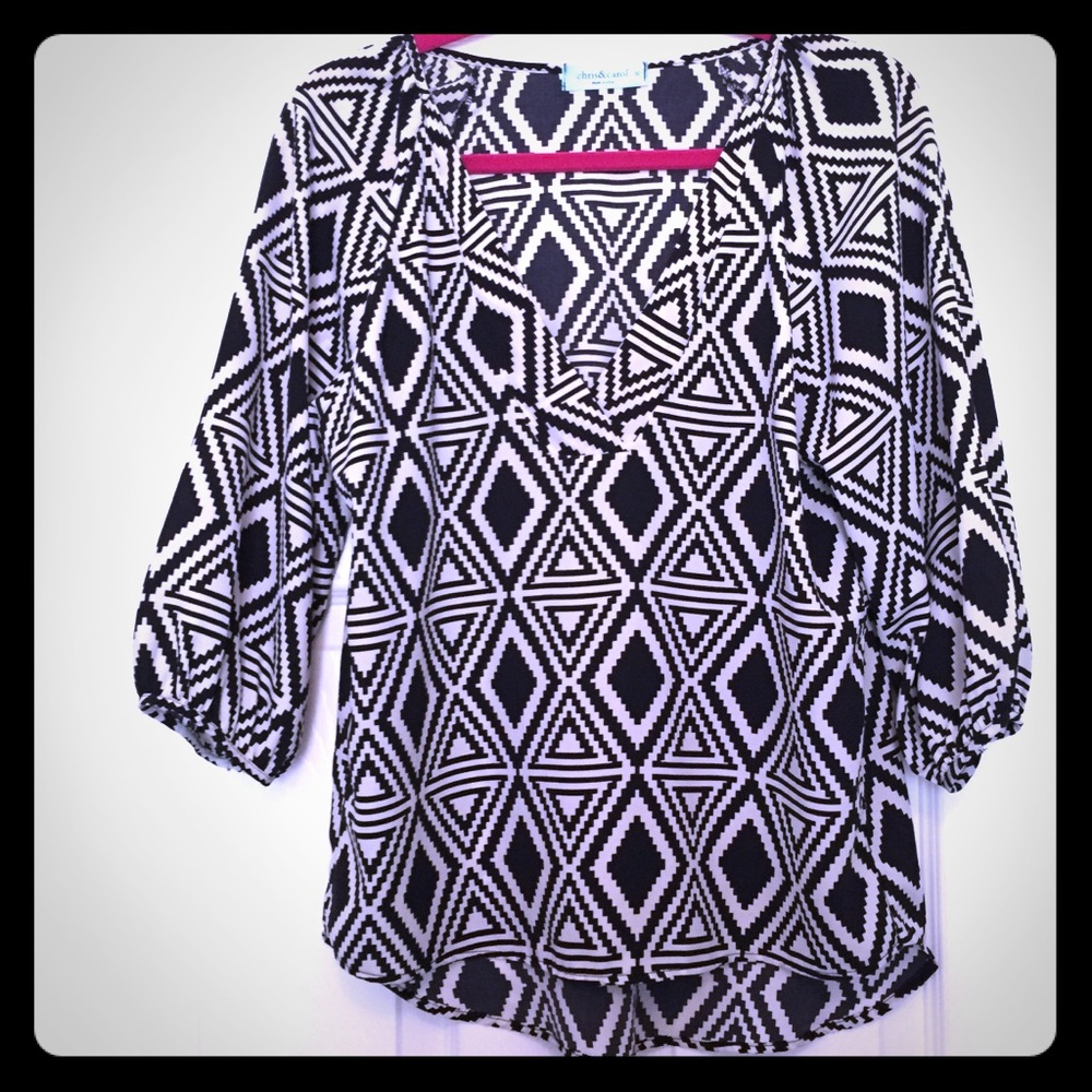 Blouse, black and white pattern